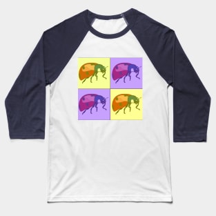 Ladybug Pop Art - Purple and Yellow Baseball T-Shirt